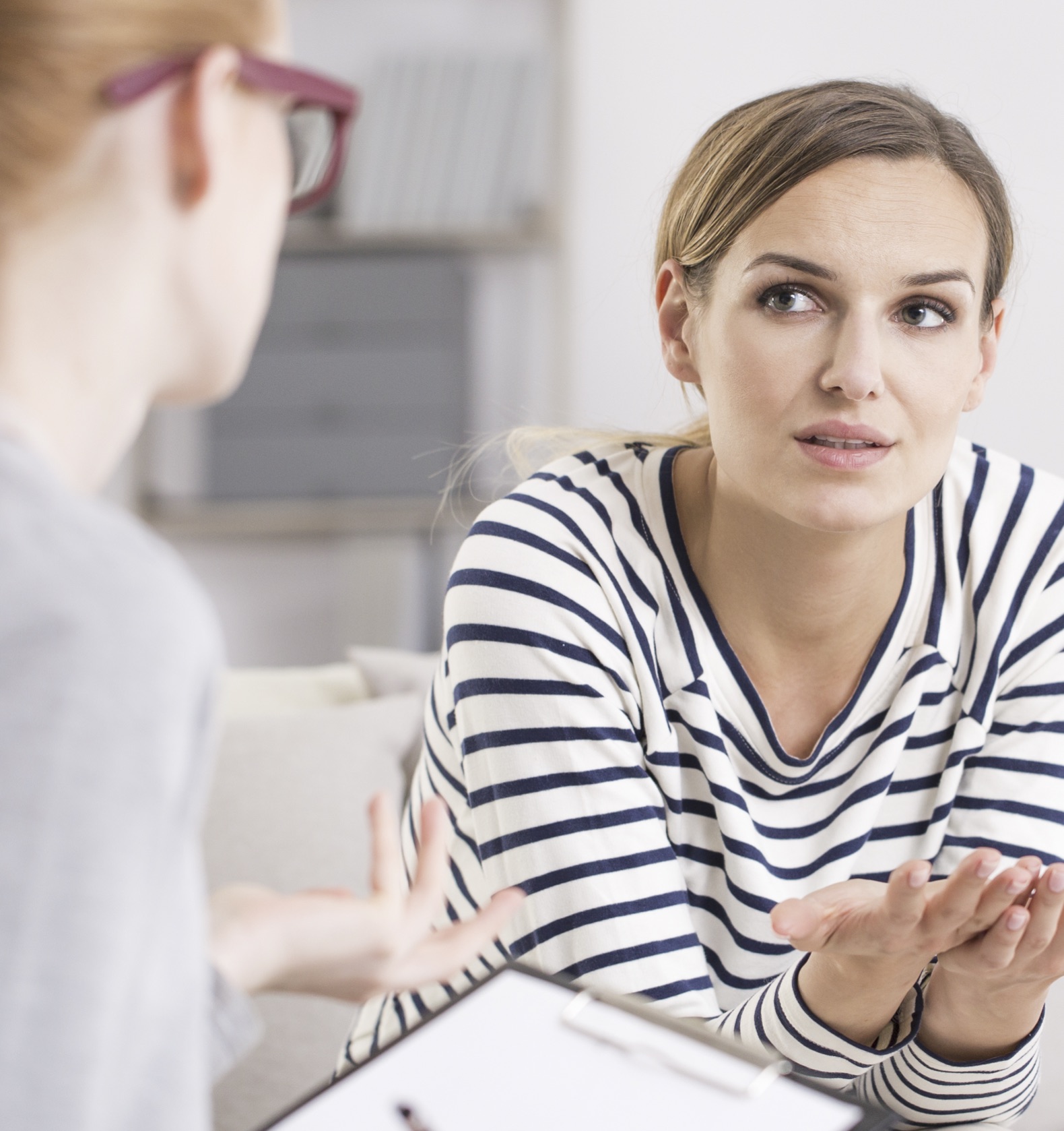 A woman receiving pregnancy option information in Philadelphia, Pennsylvania