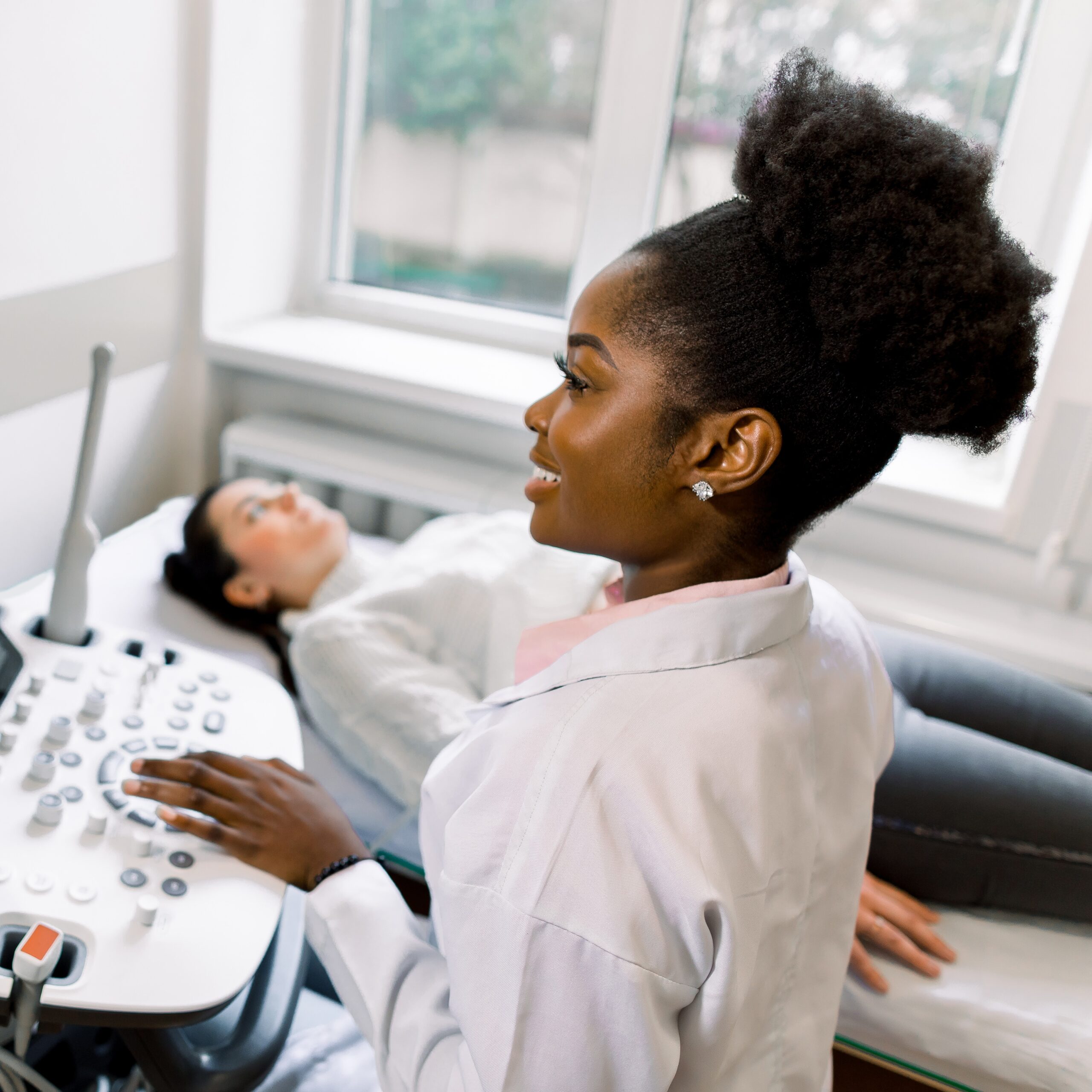 A woman getting a free ultrasound in Philadelphia, Pennsylvania
